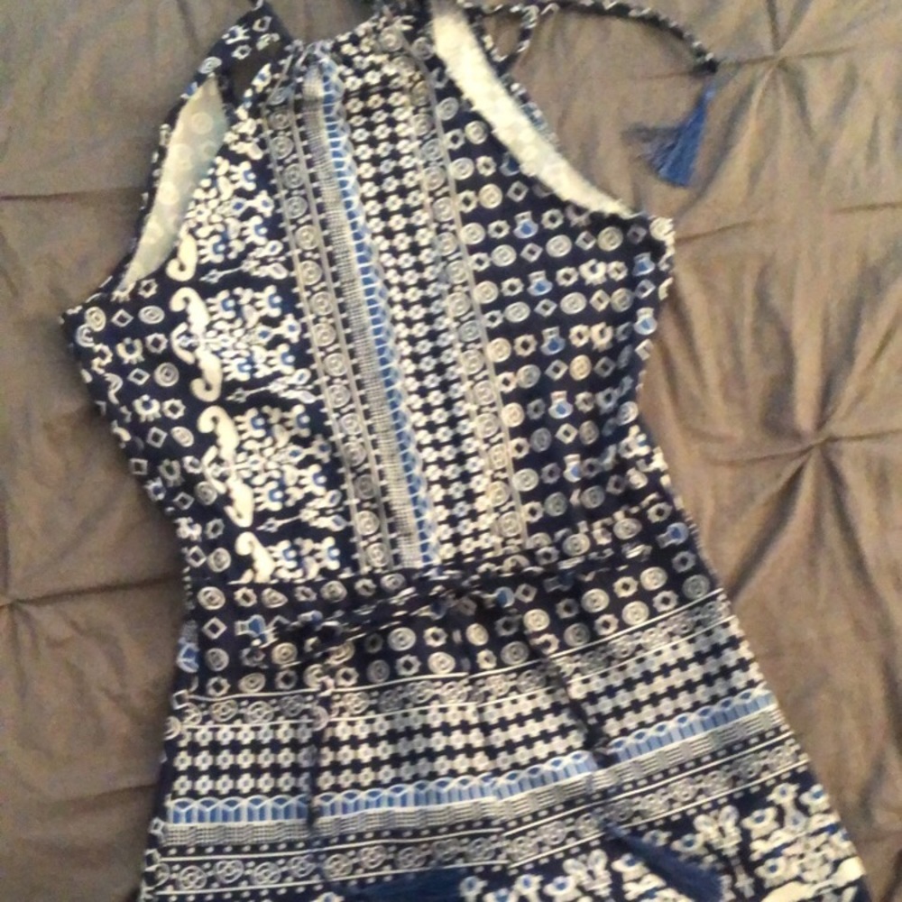 Size small blue and white romper